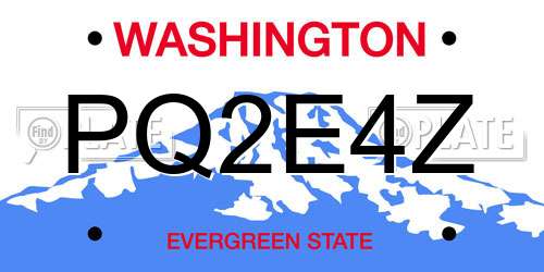 PQ2E4Z Washington License Plate