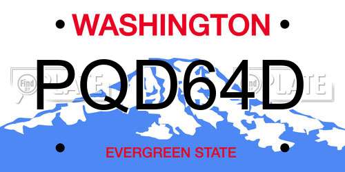 PQD64D Washington License Plate
