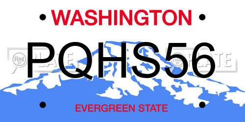 PQHS56 Washington License Plate
