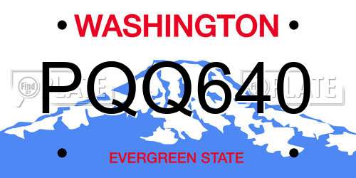 PQQ640 Washington License Plate