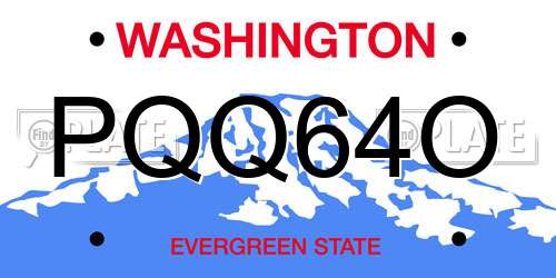 PQQ64O Washington License Plate