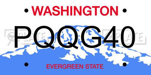 PQQG40 Washington License Plate