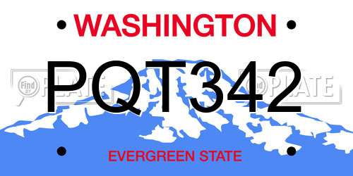 PQT342 Washington License Plate