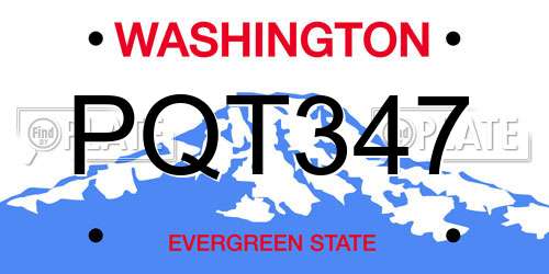 PQT347 Washington License Plate