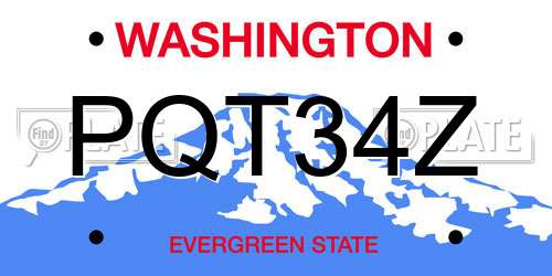 PQT34Z Washington License Plate