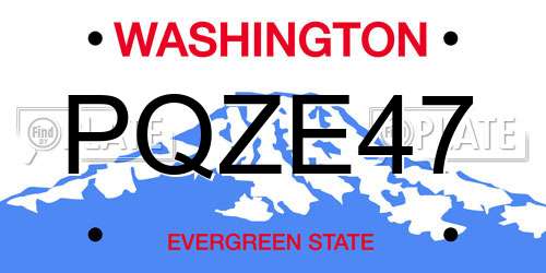 PQZE47 Washington License Plate