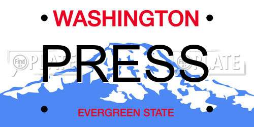 PRESS Washington License Plate