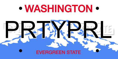 PRTYPRL Washington License Plate