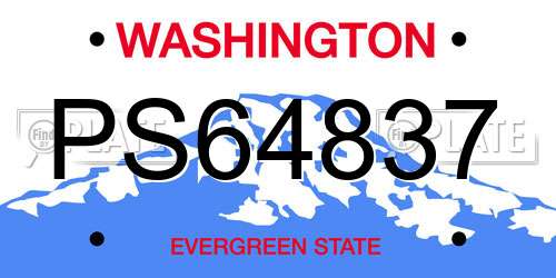 PS64837 Washington License Plate