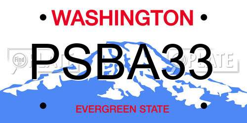 PSBA33 Washington License Plate