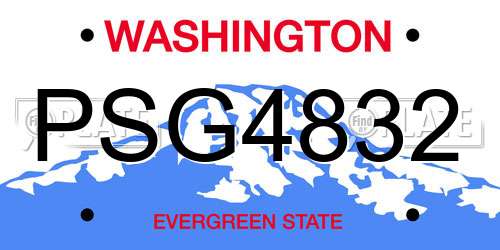 PSG4832 Washington License Plate