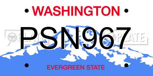 PSN967 Washington License Plate