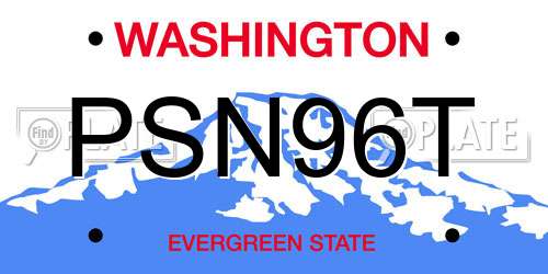 PSN96T Washington License Plate