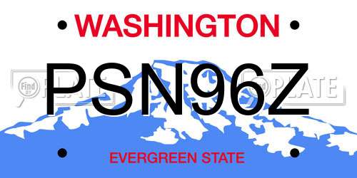 PSN96Z Washington License Plate