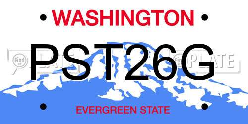 PST26G Washington License Plate