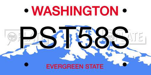 PST58S Washington License Plate