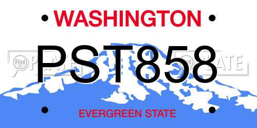 PST858 Washington License Plate