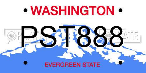 PST888 Washington License Plate