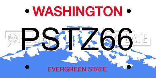 PSTZ66 Washington License Plate