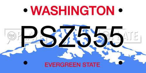 PSZ555 Washington License Plate