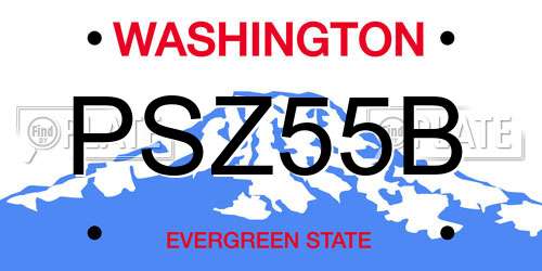 PSZ55B Washington License Plate