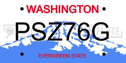PSZ76G Washington License Plate