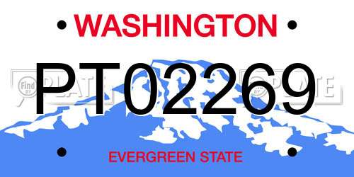 PT02269 Washington License Plate