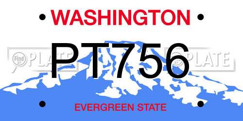 PT756 Washington License Plate
