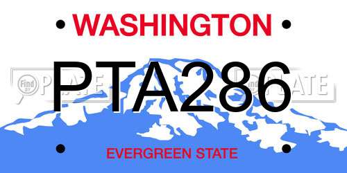 PTA286 Washington License Plate