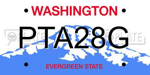 PTA28G Washington License Plate