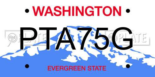PTA75G Washington License Plate