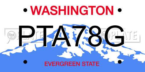 PTA78G Washington License Plate