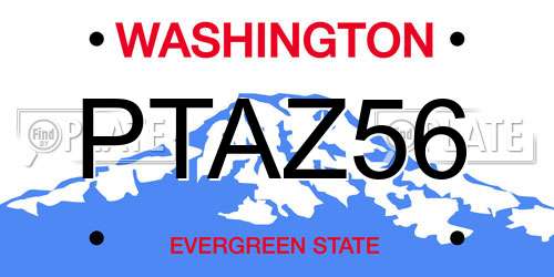 PTAZ56 Washington License Plate