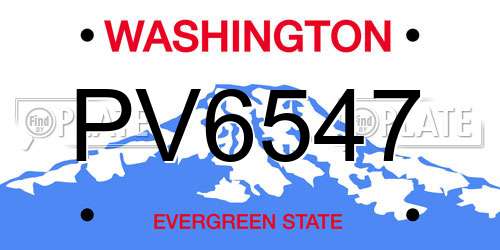 PV6547 Washington License Plate