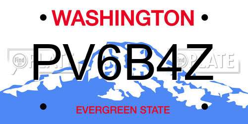 PV6B4Z Washington License Plate