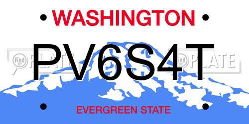 PV6S4T Washington License Plate