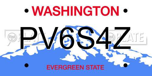 PV6S4Z Washington License Plate