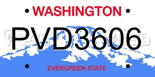 PVD3606 Washington License Plate