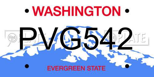 PVG542 Washington License Plate