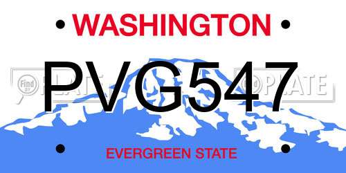 PVG547 Washington License Plate