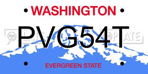PVG54T Washington License Plate