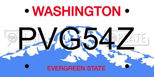 PVG54Z Washington License Plate