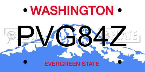 PVG84Z Washington License Plate