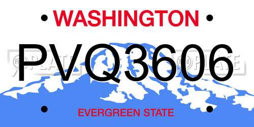 PVQ3606 Washington License Plate