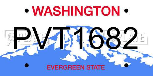 PVT1682 Washington License Plate