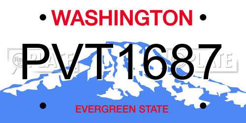 PVT1687 Washington License Plate