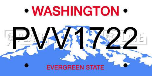 PVV1722 Washington License Plate