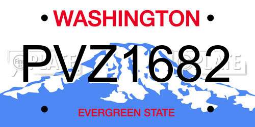 PVZ1682 Washington License Plate
