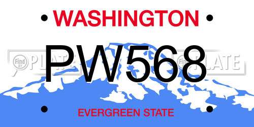 PW568 Washington License Plate