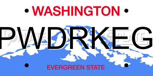 PWDRKEG Washington License Plate